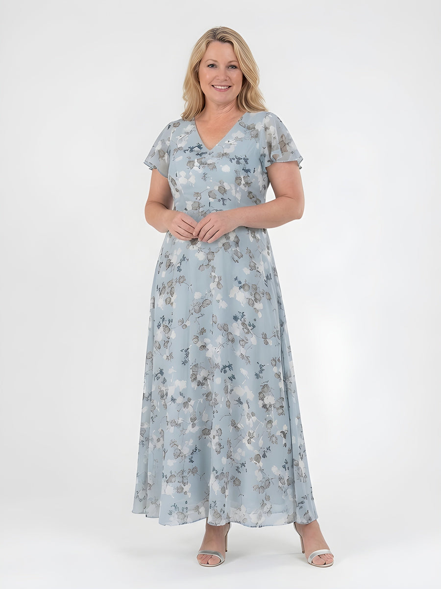 Mariam™ | Floral Chiffon Tummy Flattering Maxi Dress