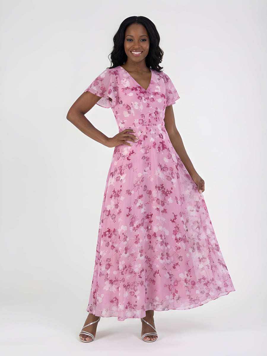 Mariam™ | Floral Chiffon Tummy Flattering Maxi Dress