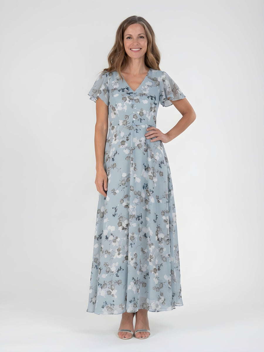 Mariam™ | Floral Chiffon Tummy Flattering Maxi Dress