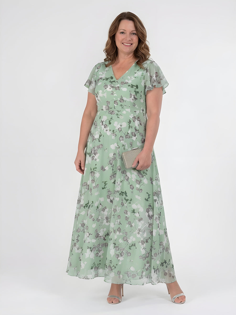 Mariam™ | Floral Chiffon Tummy Flattering Maxi Dress