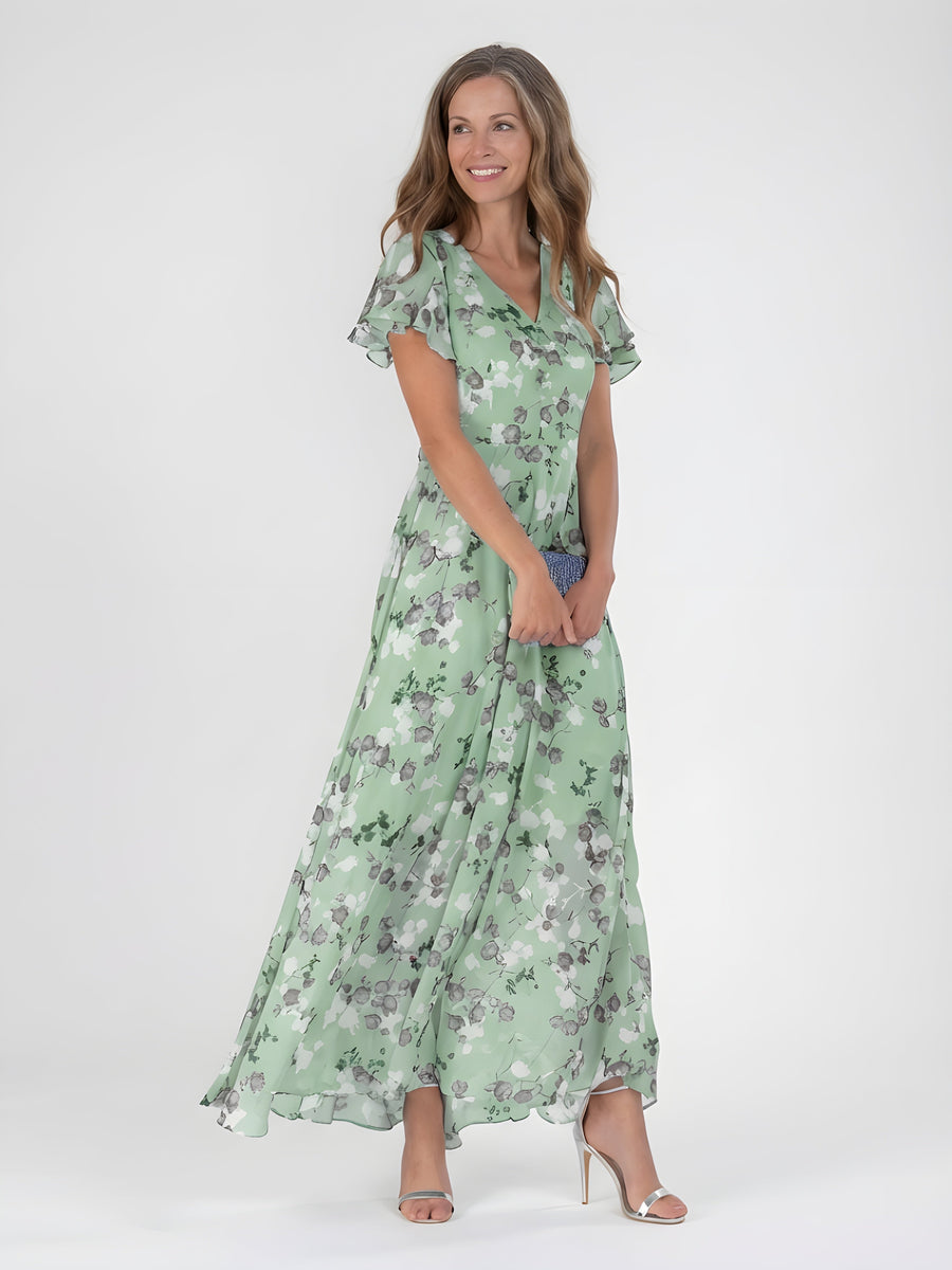 Mariam™ | Floral Chiffon Tummy Flattering Maxi Dress