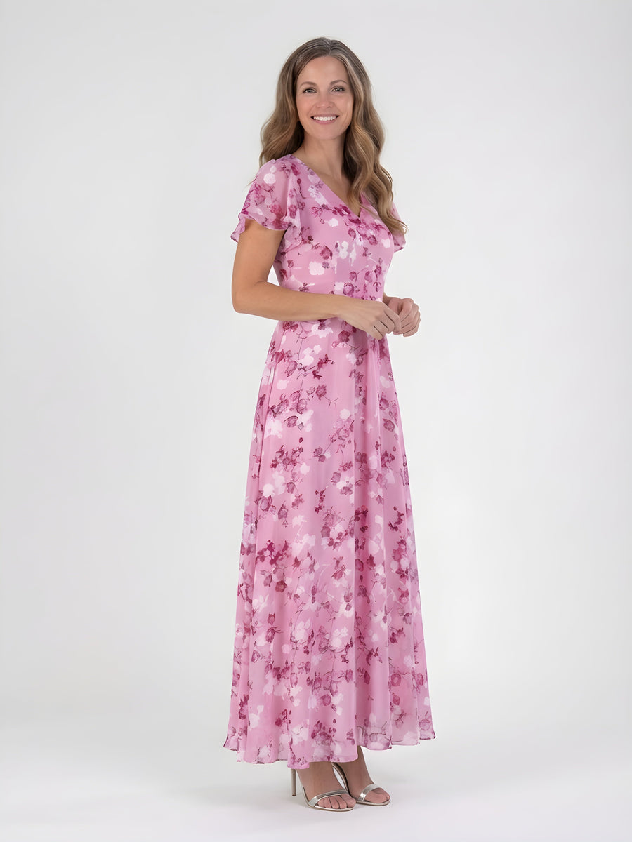 Mariam™ | Floral Chiffon Tummy Flattering Maxi Dress