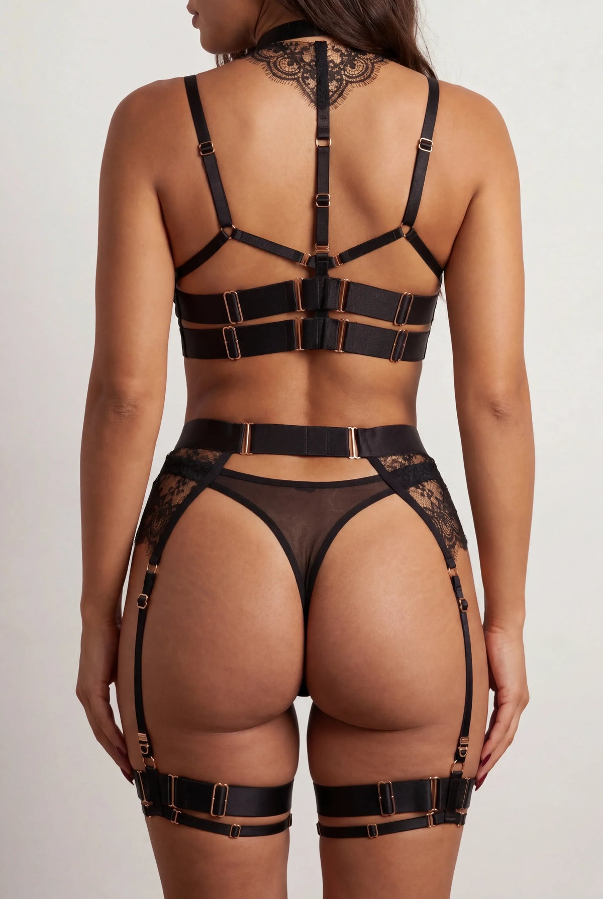 Vierdelige lingerieset - KEELY Zwart